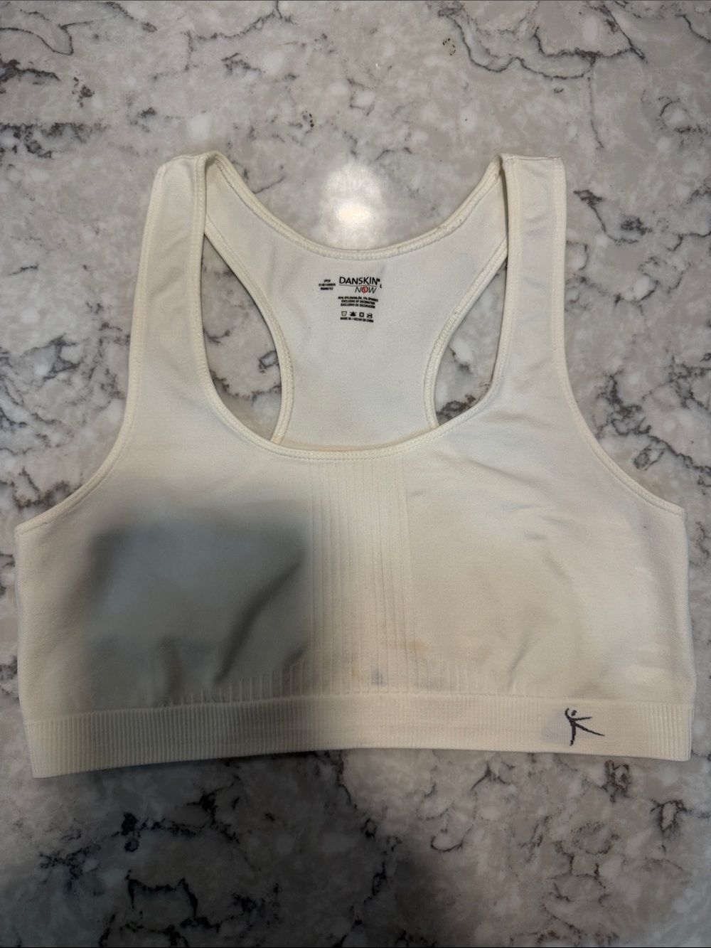 Danskin Women's Ivory Seamless Racerback Sports Bra/Size Large